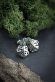 Monstera Leaf earrings studs silver Elven jewelry Botanical earrings