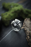 Columbina flower silver ring Botanical jewelry Floral proposal ring