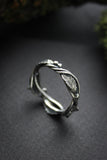 Silver leaves ring with twigs Elven jewelry Silversmithing