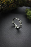 Silver leaves ring with twigs Elven jewelry Silversmithing