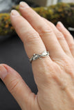Silver leaves ring with twigs Elven jewelry Silversmithing