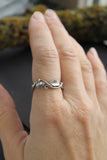Silver leaves ring with twigs Elven jewelry Silversmithing
