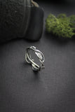 Silver leaves ring with twigs Elven jewelry Silversmithing
