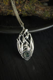 Mouse and Snowdrop necklace Spring flower pendant Blooming silver flowers