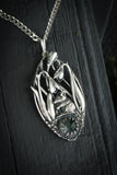 Mouse and Snowdrop necklace Spring flower pendant Blooming silver flowers