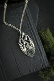 Mouse and Snowdrop necklace Spring flower pendant Blooming silver flowers