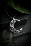 Silver moon pendant Artisan jewelry Celestian necklace