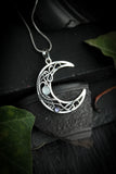 Silver moon pendant Artisan jewelry Celestian necklace