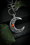 Silver moon pendant Artisan jewelry Celestian necklace