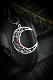 Silver moon pendant Artisan jewelry Celestian necklace