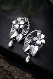 Viola flower earrings Silver botanical jewelry Floral bridal earrings