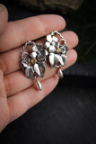 Viola flower earrings Silver botanical jewelry Floral bridal earrings