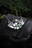 Viola necklace Silver flower pendant Bridal Jewelry Wedding