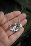 Viola necklace Silver flower pendant Bridal Jewelry Wedding