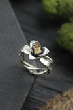 Trillium silver ring Proposal ring with flower Bohemian wedding Botanical Jewelry