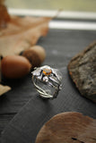 Oak leaves ring Sterling silver botanical jewelry Plant ring