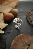 Oak leaves ring Sterling silver botanical jewelry Plant ring