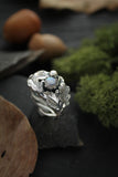 Oak leaves ring Sterling silver botanical jewelry Plant ring