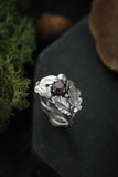 Oak leaves ring Sterling silver botanical jewelry Plant ring
