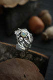Oak leaves ring Sterling silver botanical jewelry Plant ring