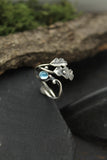 Oak leaf silver ring adjustable, Elven leaf ring, Botanical silversmithing