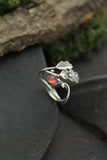 Oak leaf silver ring adjustable, Elven leaf ring, Botanical silversmithing