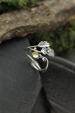 Oak leaf silver ring adjustable, Elven leaf ring, Botanical silversmithing