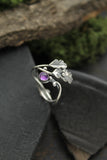Oak leaf silver ring adjustable, Elven leaf ring, Botanical silversmithing