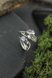 Oak leaf silver ring adjustable, Elven leaf ring, Botanical silversmithing