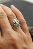 Oak leaf silver ring adjustable, Elven leaf ring, Botanical silversmithing