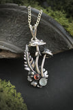 Fly agaric Mushroom pendant Silversmithing Botanical necklace Nature silver