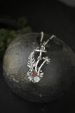 Fly agaric Mushroom pendant Silversmithing Botanical necklace Nature silver