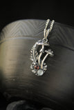 Fly agaric Mushroom pendant Silversmithing Botanical necklace Nature silver