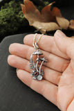 Fly agaric Mushroom pendant Silversmithing Botanical necklace Nature silver