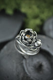 Peony silver ring Botanical jewelry Floral proposal ring