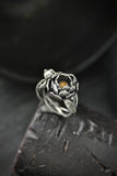Peony silver ring Botanical jewelry Floral proposal ring