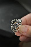 Peony silver ring Botanical jewelry Floral proposal ring