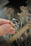 Peony silver ring Botanical jewelry Floral proposal ring