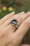 Peony silver ring Botanical jewelry Floral proposal ring
