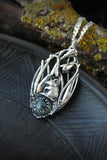 Mouse and Snowdrop necklace Spring flower pendant Blooming silver flowers