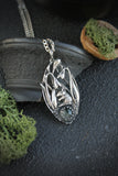 Mouse and Snowdrop necklace Spring flower pendant Blooming silver flowers
