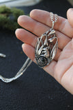 Mouse and Snowdrop necklace Spring flower pendant Blooming silver flowers