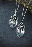 Mouse and Snowdrop necklace Spring flower pendant Blooming silver flowers