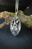 Mouse and Snowdrop necklace Spring flower pendant Blooming silver flowers