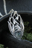 Mouse and Snowdrop necklace Spring flower pendant Blooming silver flowers