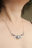 Sunflower necklace Plant jewelry Floral elven pendant