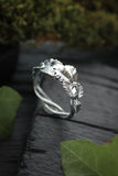 Silver leaves ring | Unisex plant jewelry | Elven ring