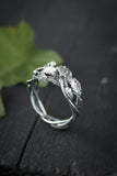 Silver leaves ring | Unisex plant jewelry | Elven ring