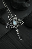 Manta ray silver pendant with moonstone Wire wrapped jewelry Nautical necklace
