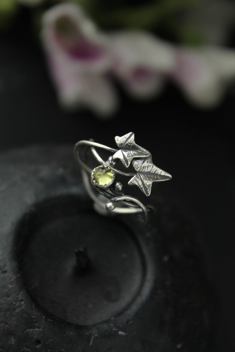 Ivy silver ring adjustable, Elven leaf ring, Botanical